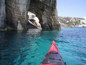 sea kayaking blue caves, zakynthos, ionian islands, greece